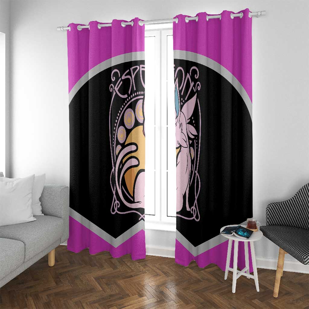 Espeon and Eeveelutions Window Curtain with Neon Elemental Designs and Pink Pokémon Theme - The Mazicc