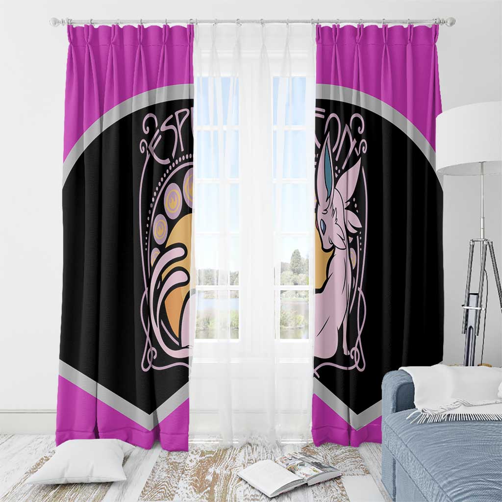 Espeon and Eeveelutions Window Curtain with Neon Elemental Designs and Pink Pokémon Theme - The Mazicc