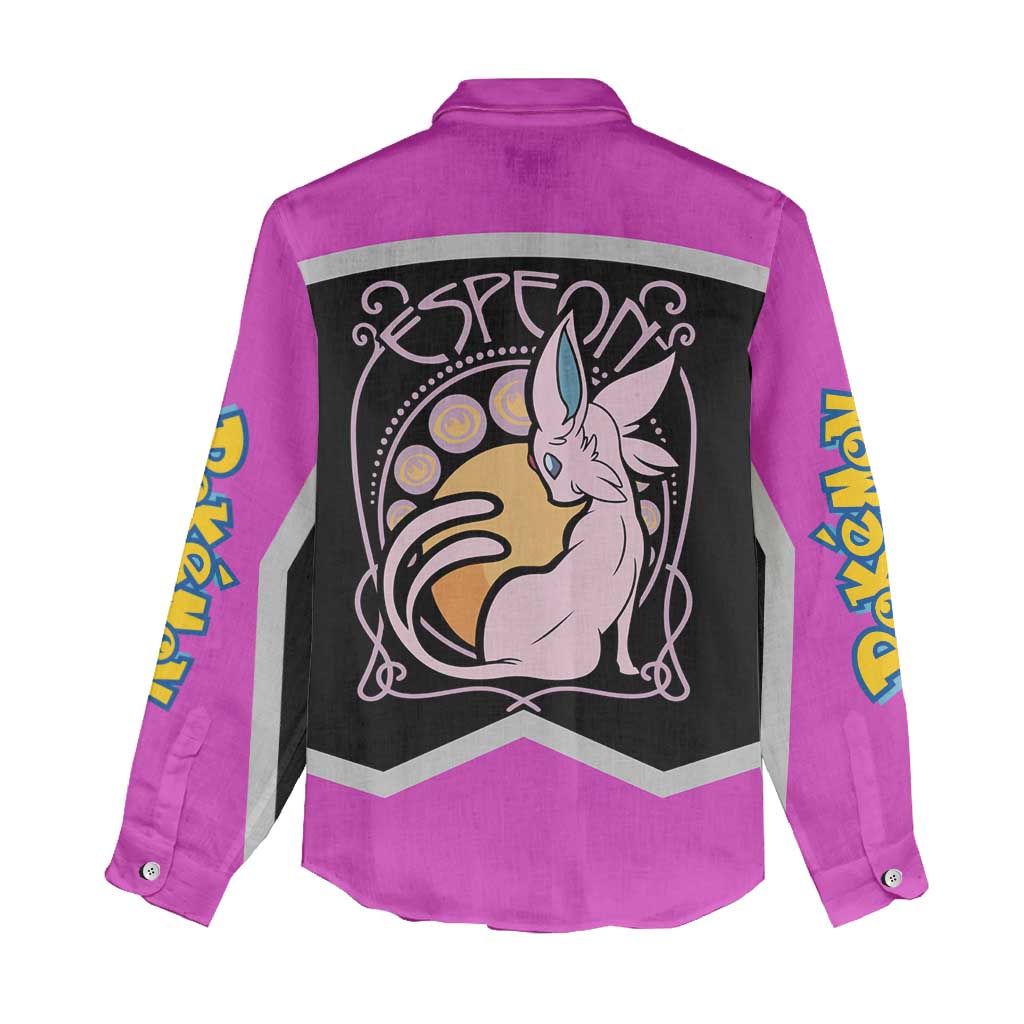 Espeon and Eeveelutions Women Casual Shirt with Neon Elemental Designs and Pink Pokémon Theme - The Mazicc