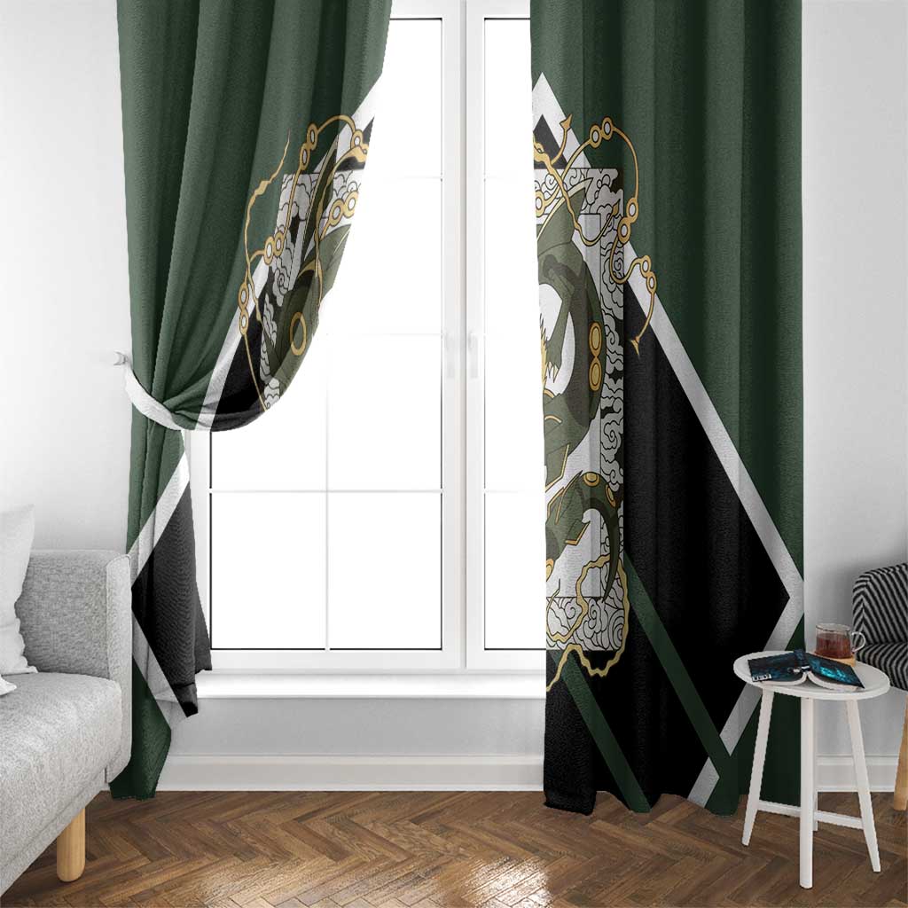 Rayquaza Window Curtain with Legendary Dragon Design and Green Black Pokémon Theme - The Mazicc