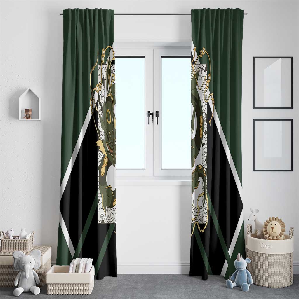 Rayquaza Window Curtain with Legendary Dragon Design and Green Black Pokémon Theme - The Mazicc