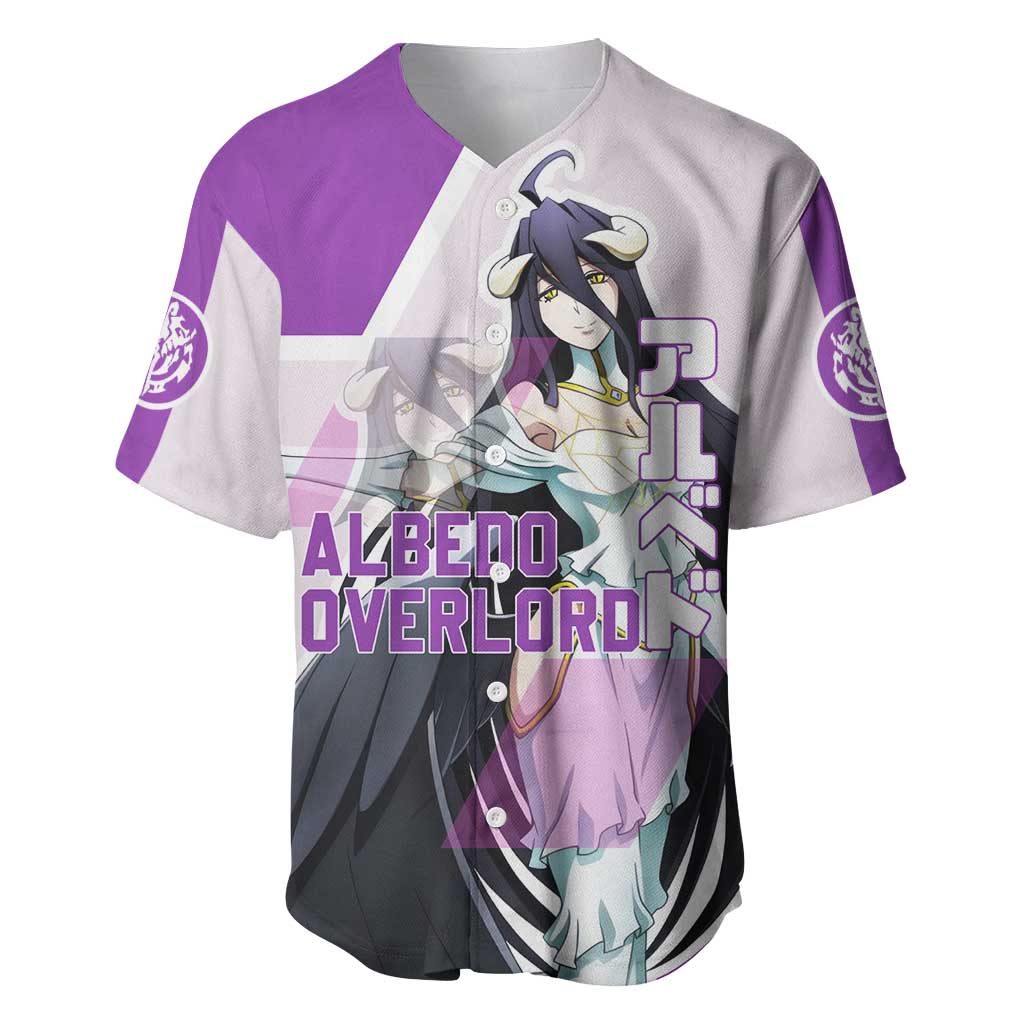 Albedo Overlord Baseball Jersey with Winged Demon Design and Purple Anime Aesthetic - The Mazicc