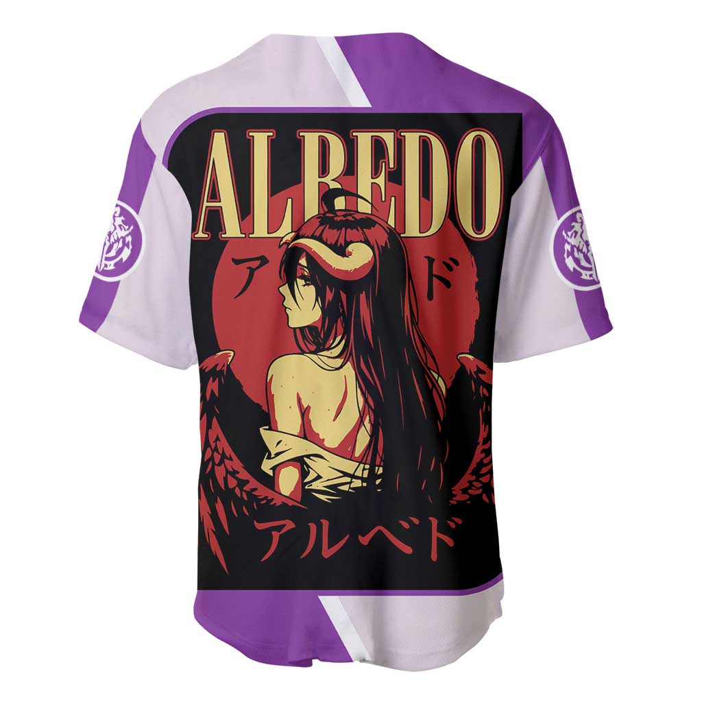 Albedo Overlord Baseball Jersey with Winged Demon Design and Purple Anime Aesthetic - The Mazicc