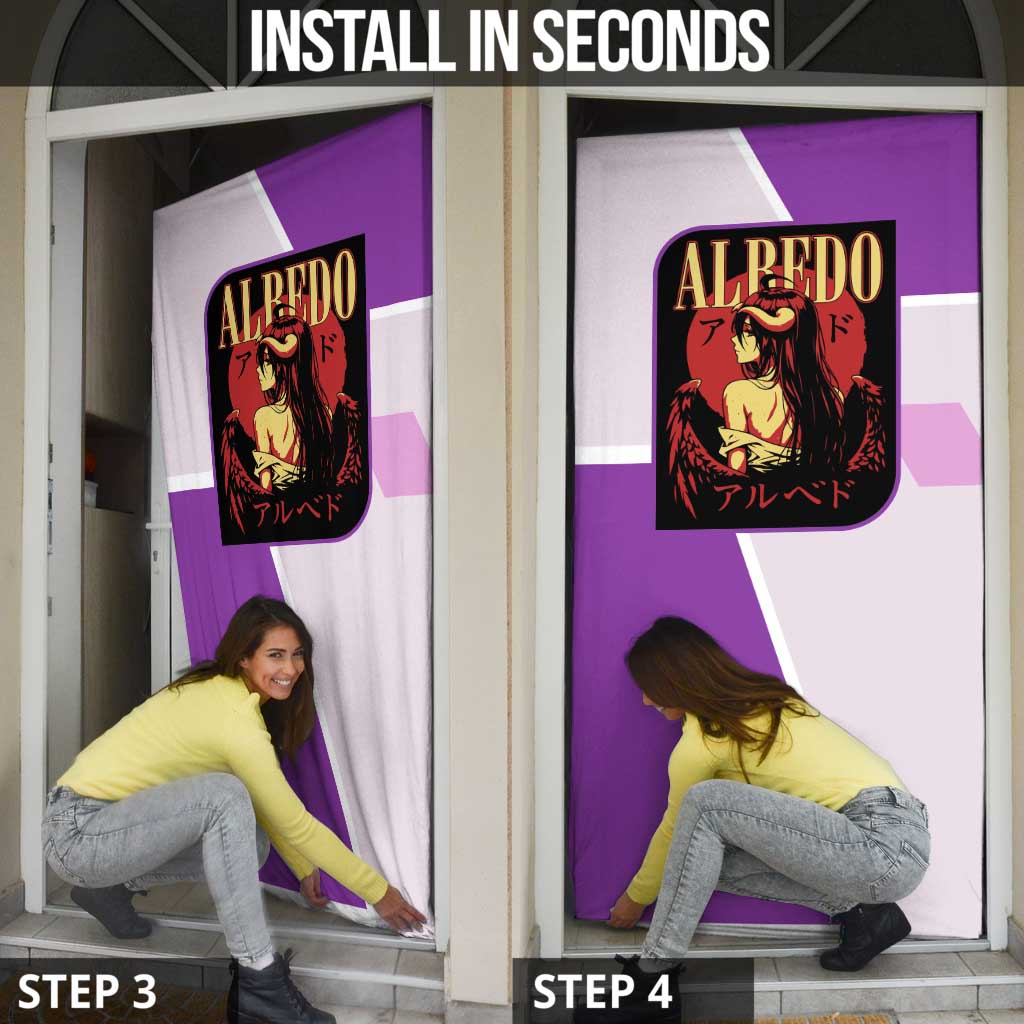 Albedo Overlord Door Cover with Winged Demon Design and Purple Anime Aesthetic - The Mazicc