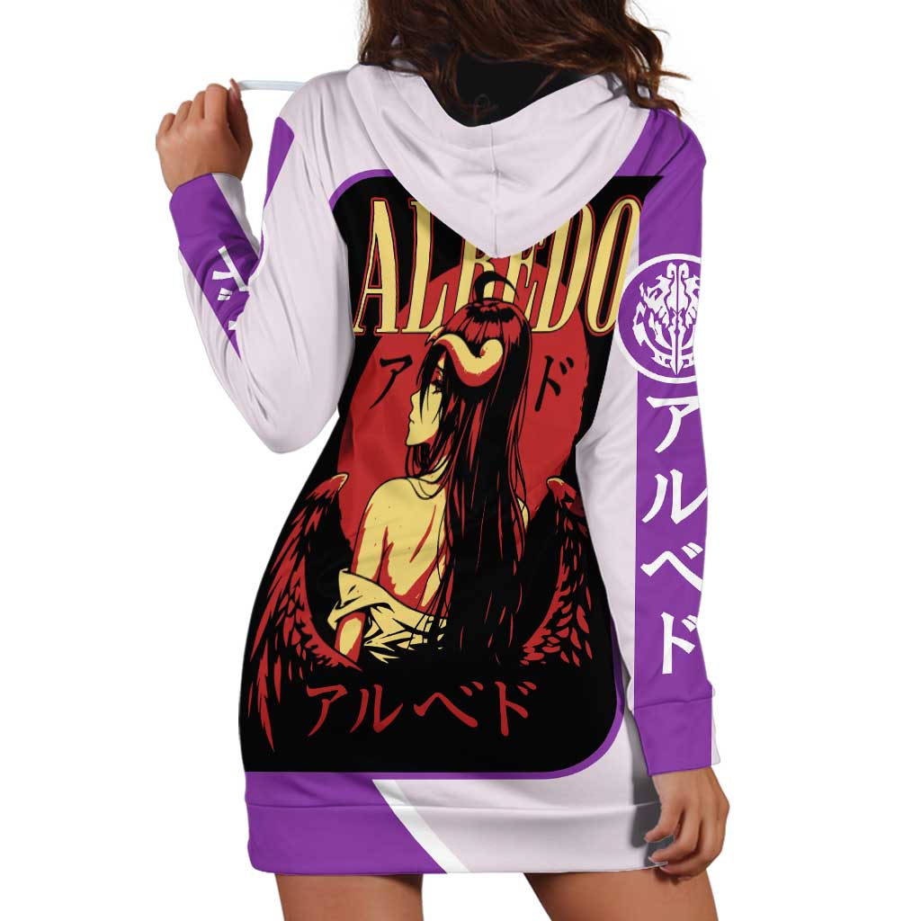 Albedo Overlord Hoodie Dress with Winged Demon Design and Purple Anime Aesthetic - The Mazicc