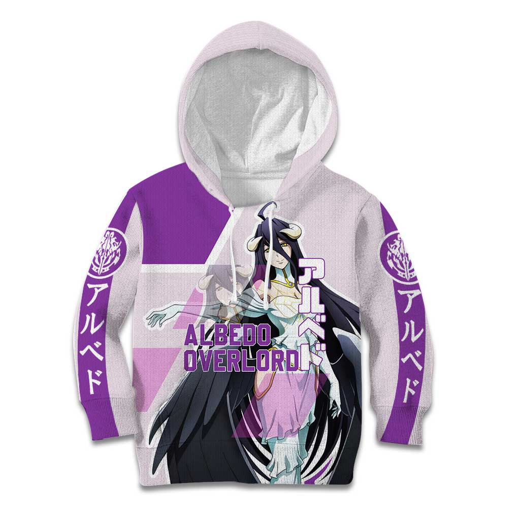 Albedo Overlord Kid Hoodie with Winged Demon Design and Purple Anime Aesthetic - The Mazicc