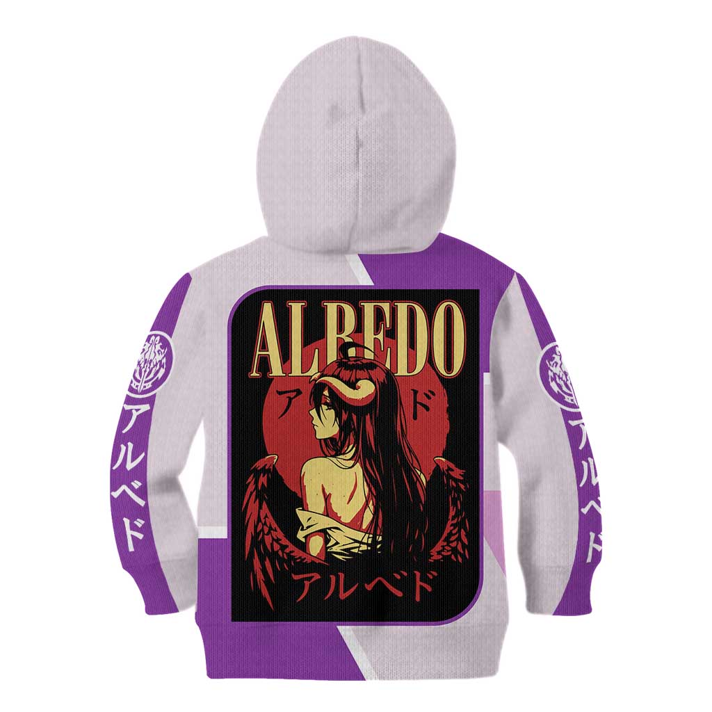 Albedo Overlord Kid Hoodie with Winged Demon Design and Purple Anime Aesthetic - The Mazicc