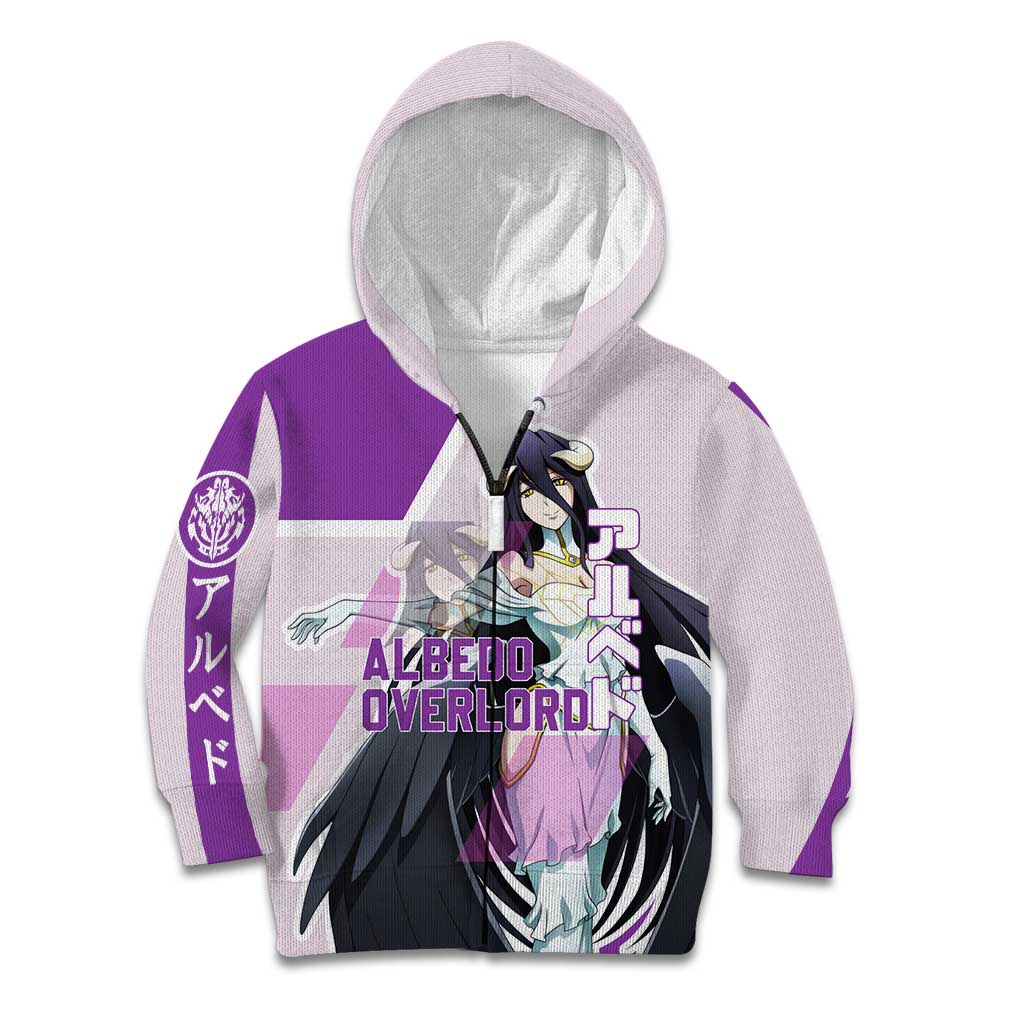 Albedo Overlord Kid Hoodie with Winged Demon Design and Purple Anime Aesthetic - The Mazicc