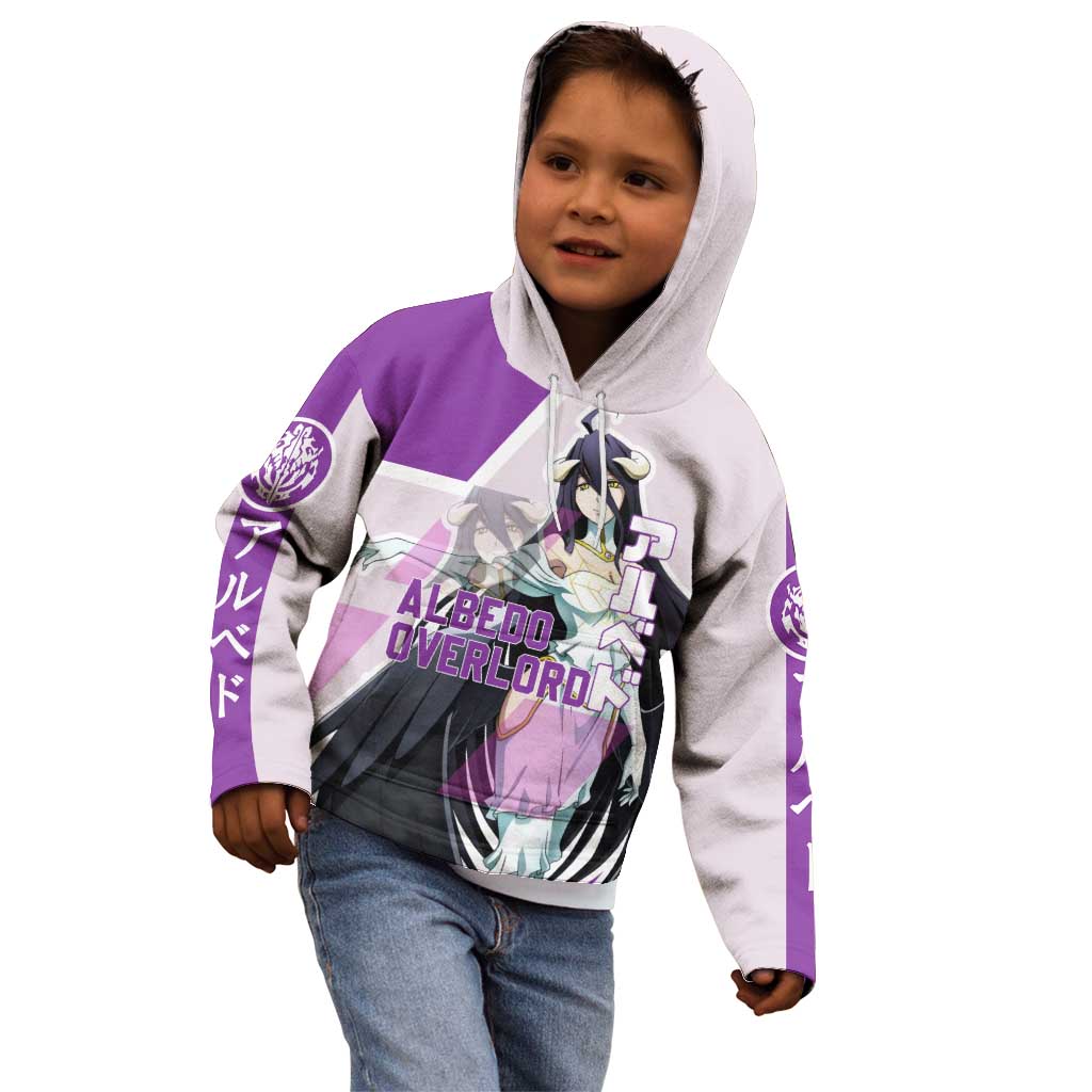 Albedo Overlord Kid Hoodie with Winged Demon Design and Purple Anime Aesthetic - The Mazicc