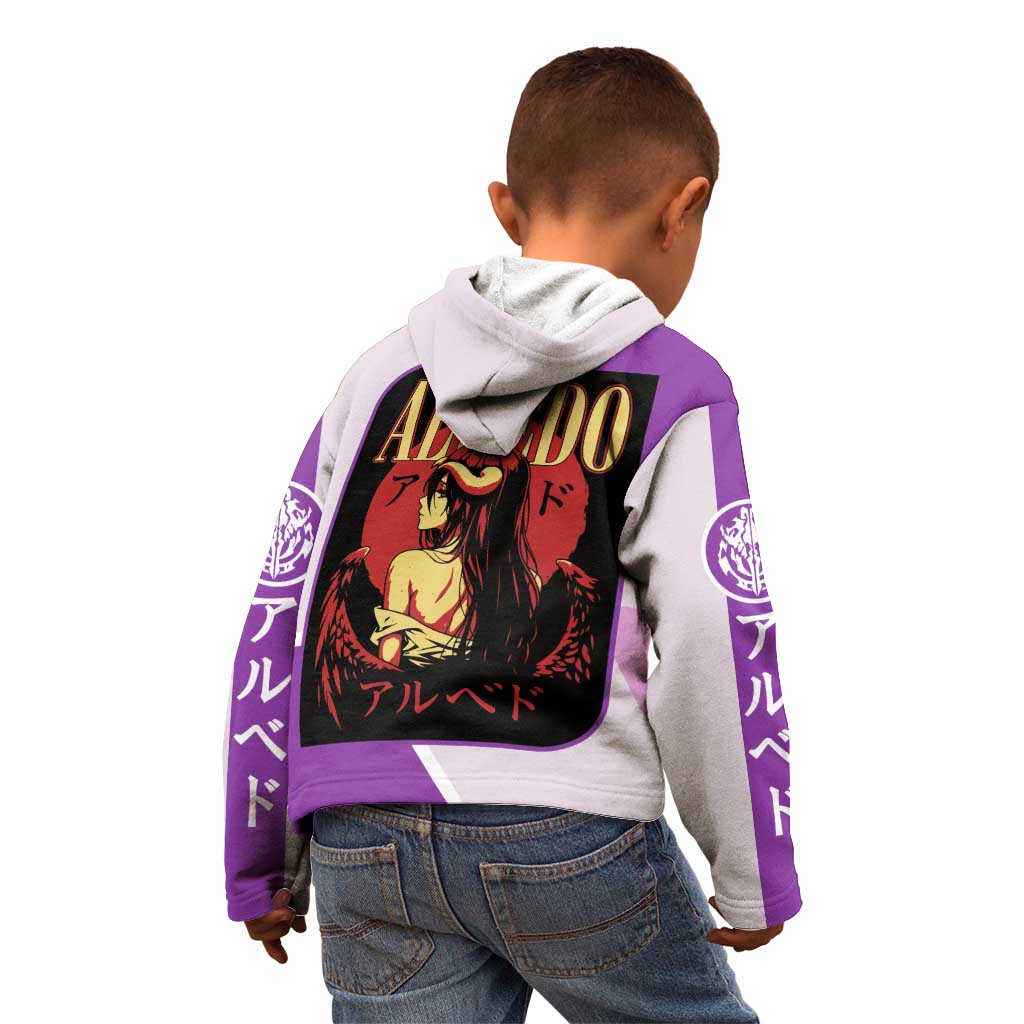 Albedo Overlord Kid Hoodie with Winged Demon Design and Purple Anime Aesthetic - The Mazicc