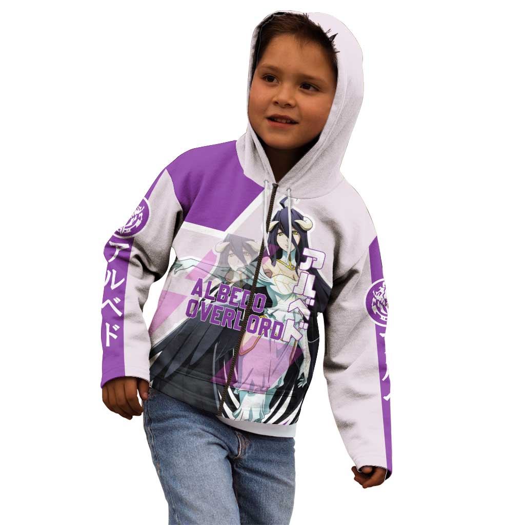 Albedo Overlord Kid Hoodie with Winged Demon Design and Purple Anime Aesthetic - The Mazicc