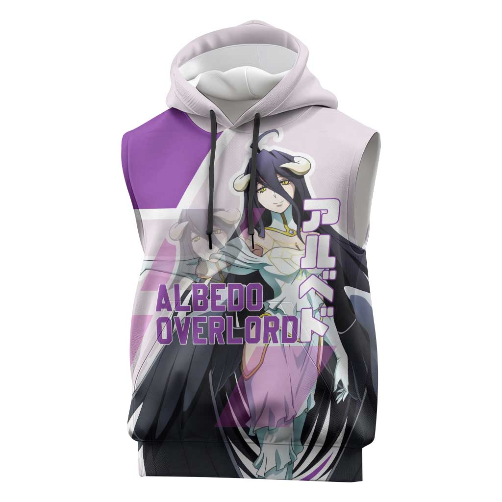 Albedo Overlord Sleeveless Hoodie with Winged Demon Design and Purple Anime Aesthetic - The Mazicc