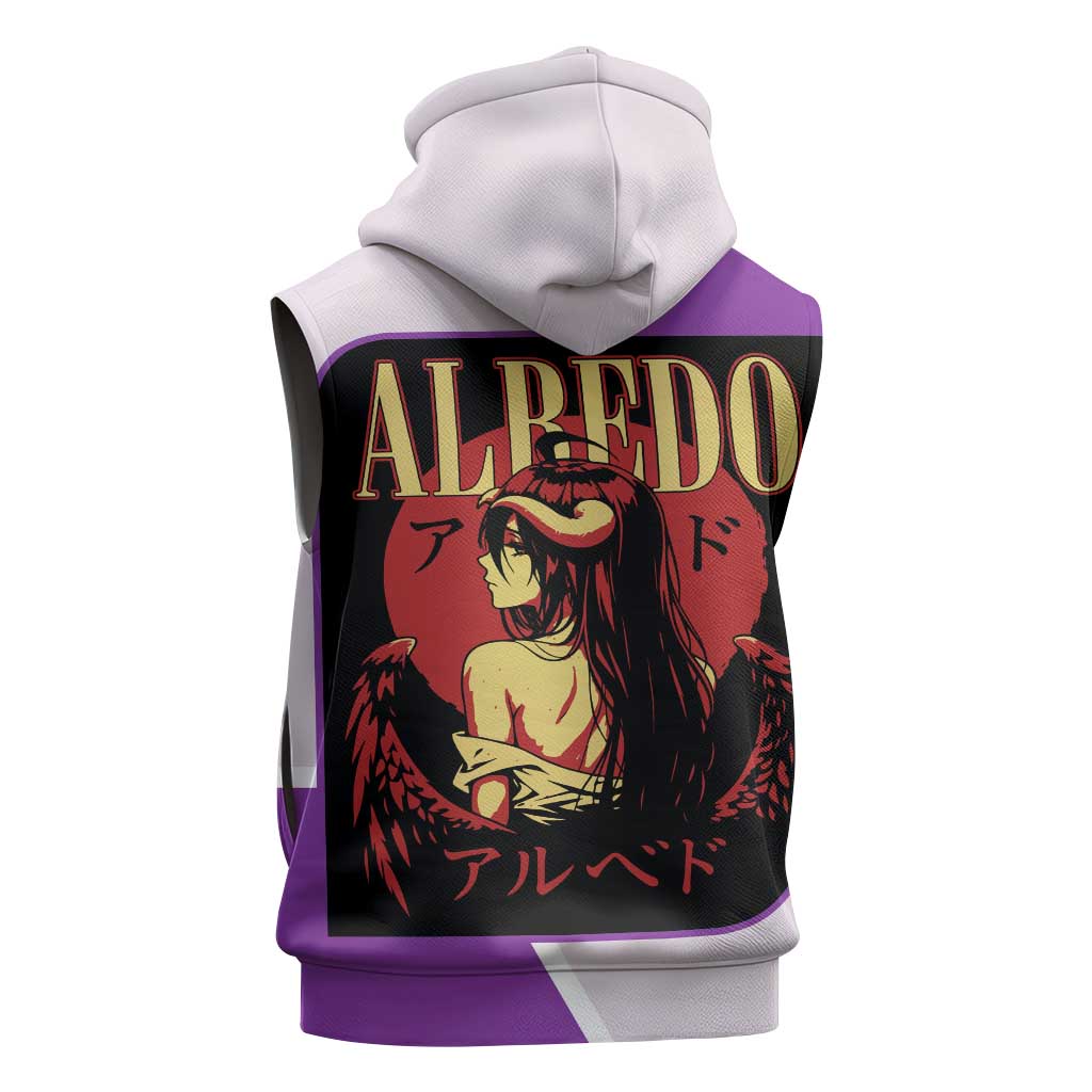Albedo Overlord Sleeveless Hoodie with Winged Demon Design and Purple Anime Aesthetic - The Mazicc