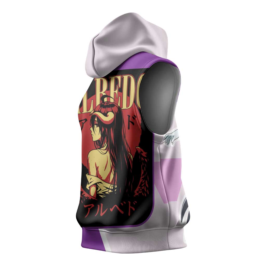 Albedo Overlord Sleeveless Hoodie with Winged Demon Design and Purple Anime Aesthetic - The Mazicc