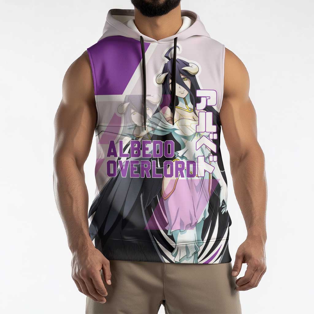 Albedo Overlord Sleeveless Hoodie with Winged Demon Design and Purple Anime Aesthetic - The Mazicc