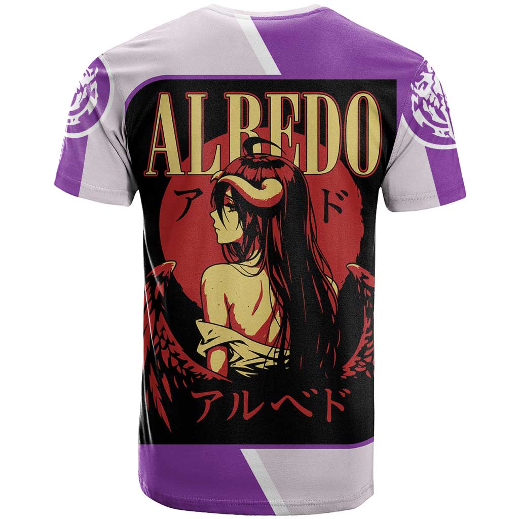 Albedo Overlord T Shirt with Winged Demon Design and Purple Anime Aesthetic - The Mazicc
