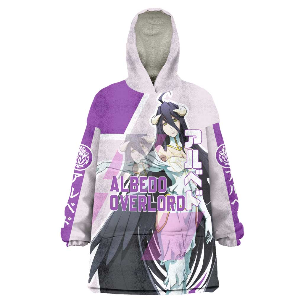 Albedo Overlord Wearable Blanket Hoodie with Winged Demon Design and Purple Anime Aesthetic - The Mazicc