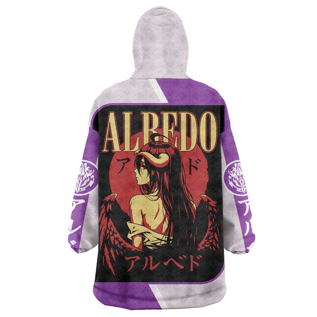 Albedo Overlord Wearable Blanket Hoodie with Winged Demon Design and Purple Anime Aesthetic - The Mazicc