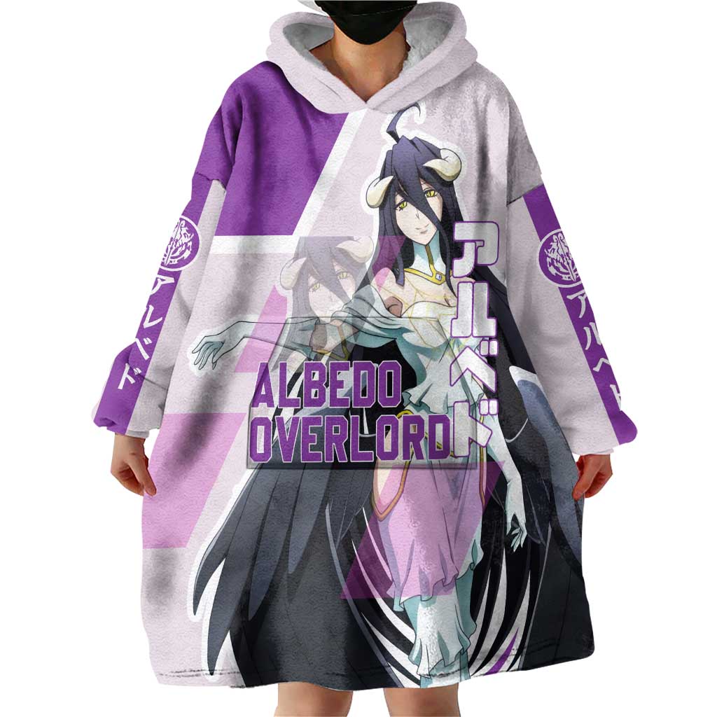 Albedo Overlord Wearable Blanket Hoodie with Winged Demon Design and Purple Anime Aesthetic - The Mazicc