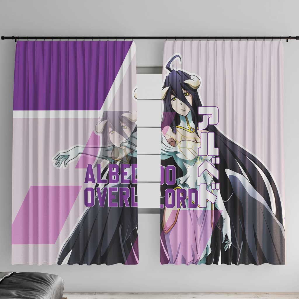 Albedo Overlord Window Curtain with Winged Demon Design and Purple Anime Aesthetic - The Mazicc