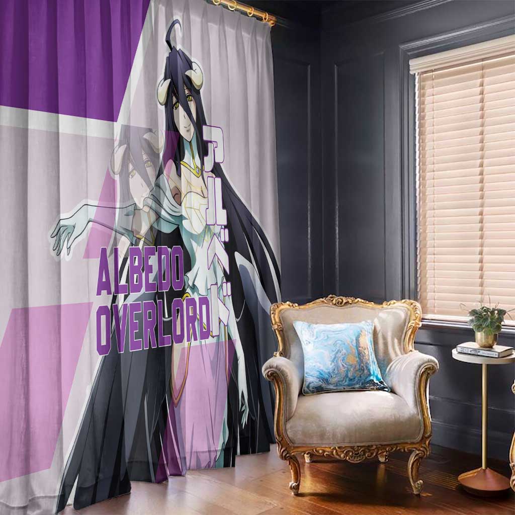 Albedo Overlord Window Curtain with Winged Demon Design and Purple Anime Aesthetic - The Mazicc