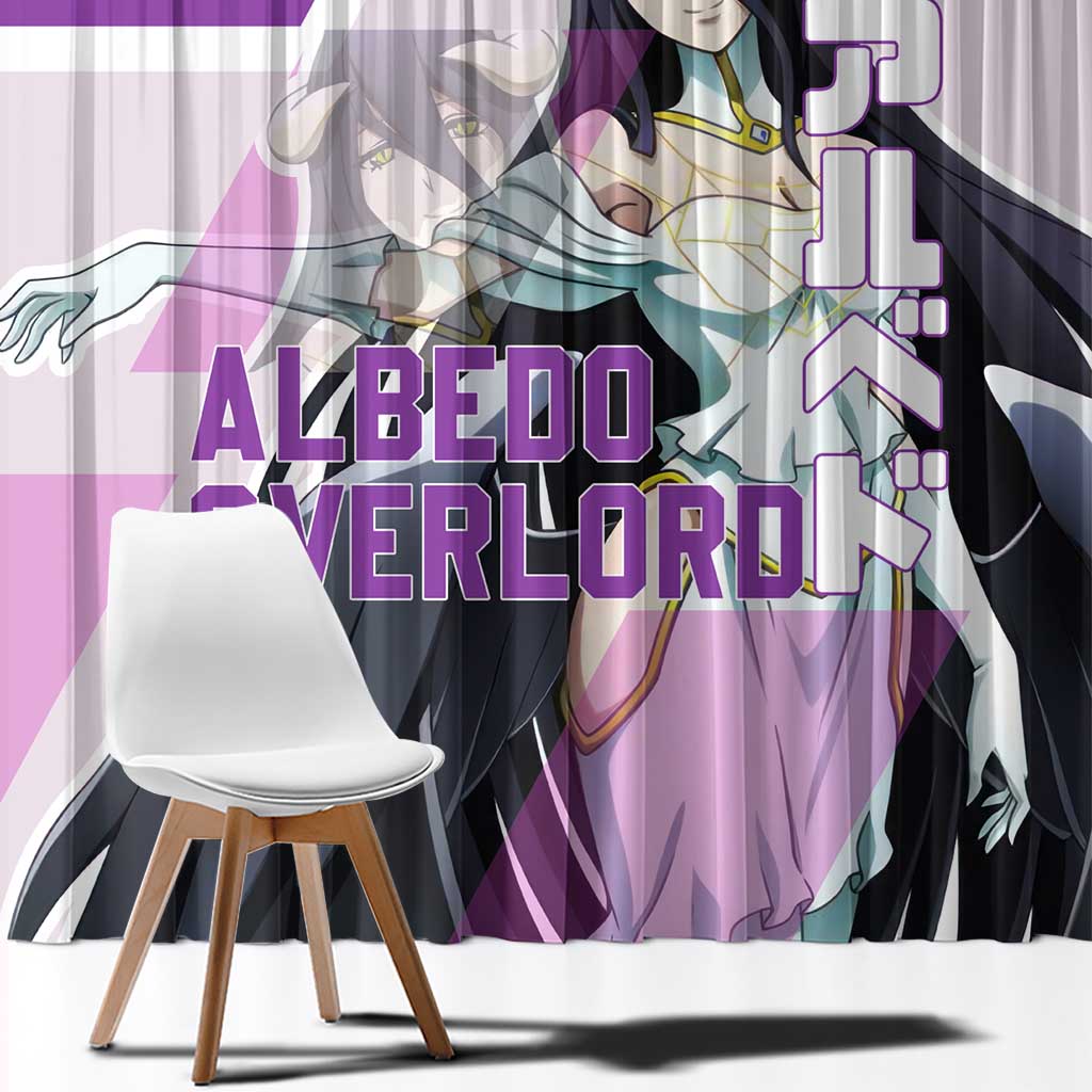 Albedo Overlord Window Curtain with Winged Demon Design and Purple Anime Aesthetic - The Mazicc