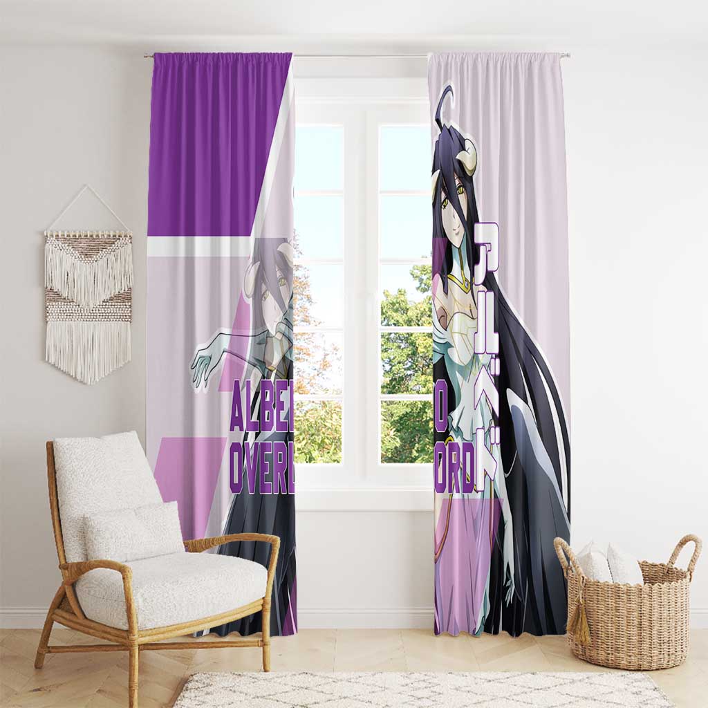 Albedo Overlord Window Curtain with Winged Demon Design and Purple Anime Aesthetic - The Mazicc