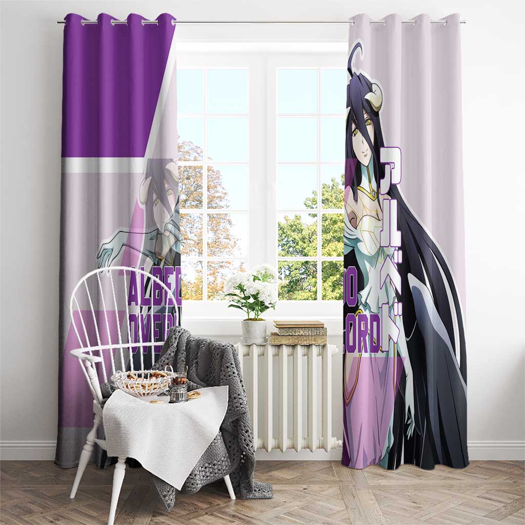 Albedo Overlord Window Curtain with Winged Demon Design and Purple Anime Aesthetic - The Mazicc