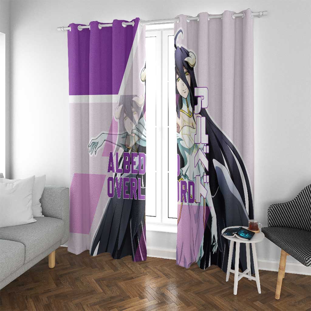 Albedo Overlord Window Curtain with Winged Demon Design and Purple Anime Aesthetic - The Mazicc