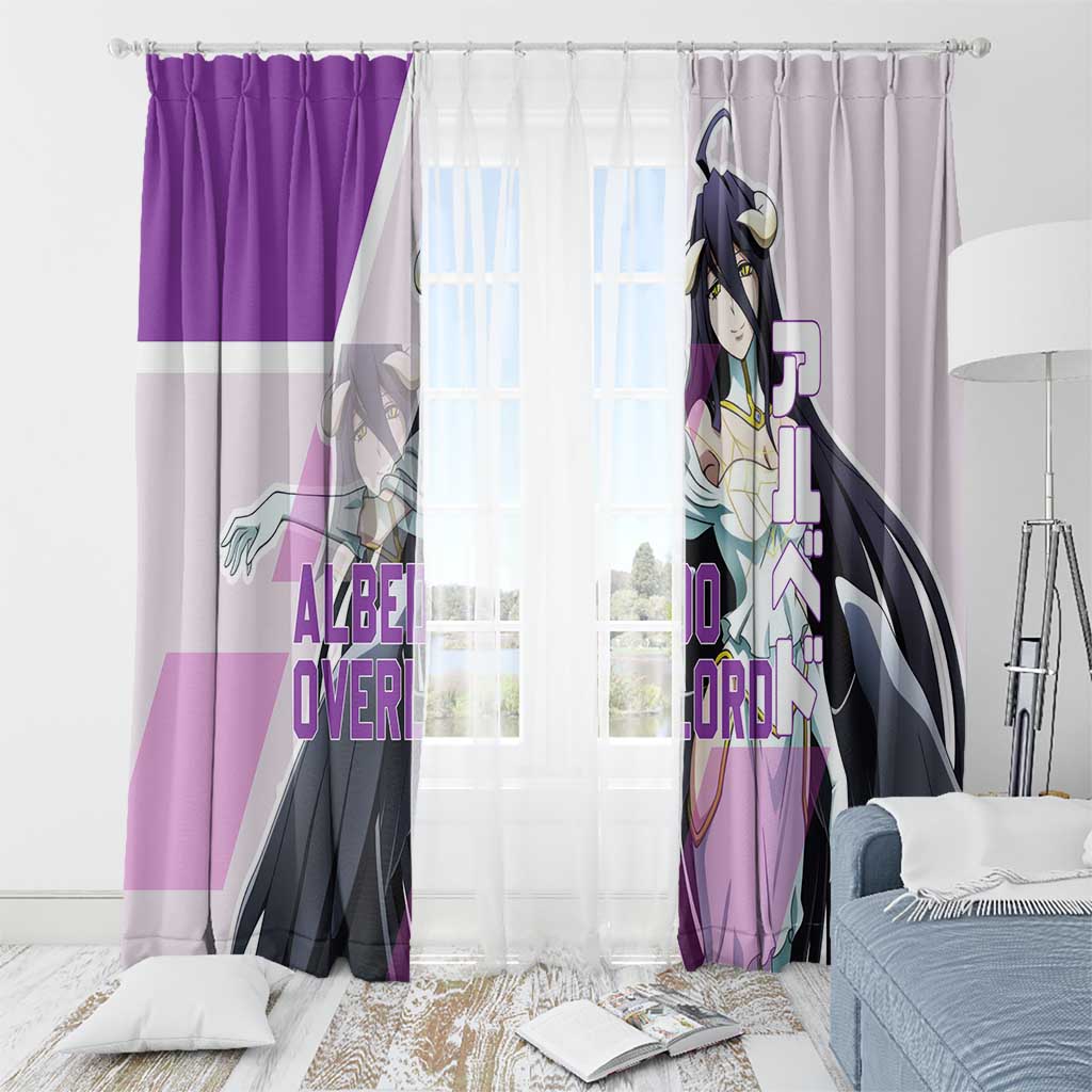 Albedo Overlord Window Curtain with Winged Demon Design and Purple Anime Aesthetic - The Mazicc