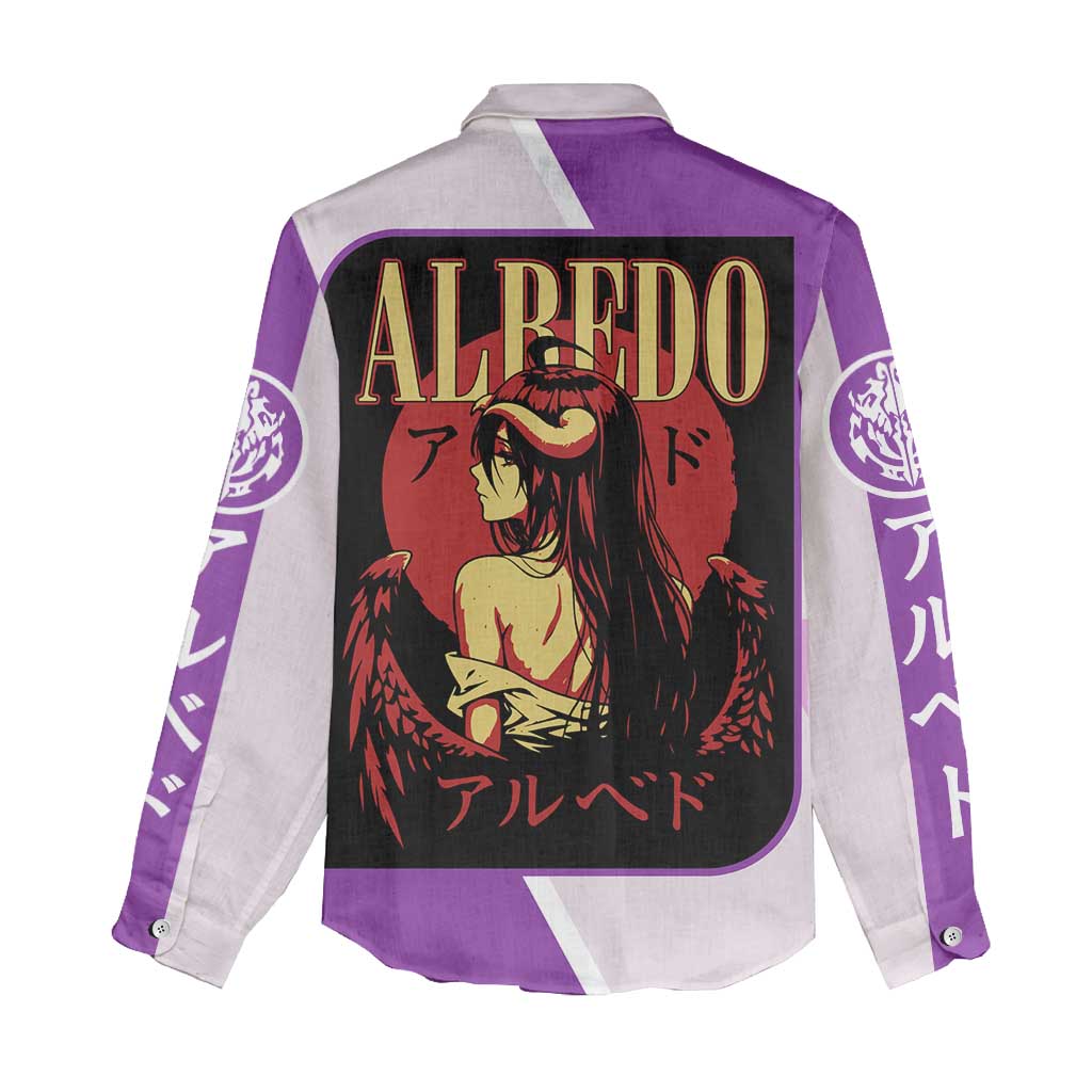 Albedo Overlord Women Casual Shirt with Winged Demon Design and Purple Anime Aesthetic - The Mazicc