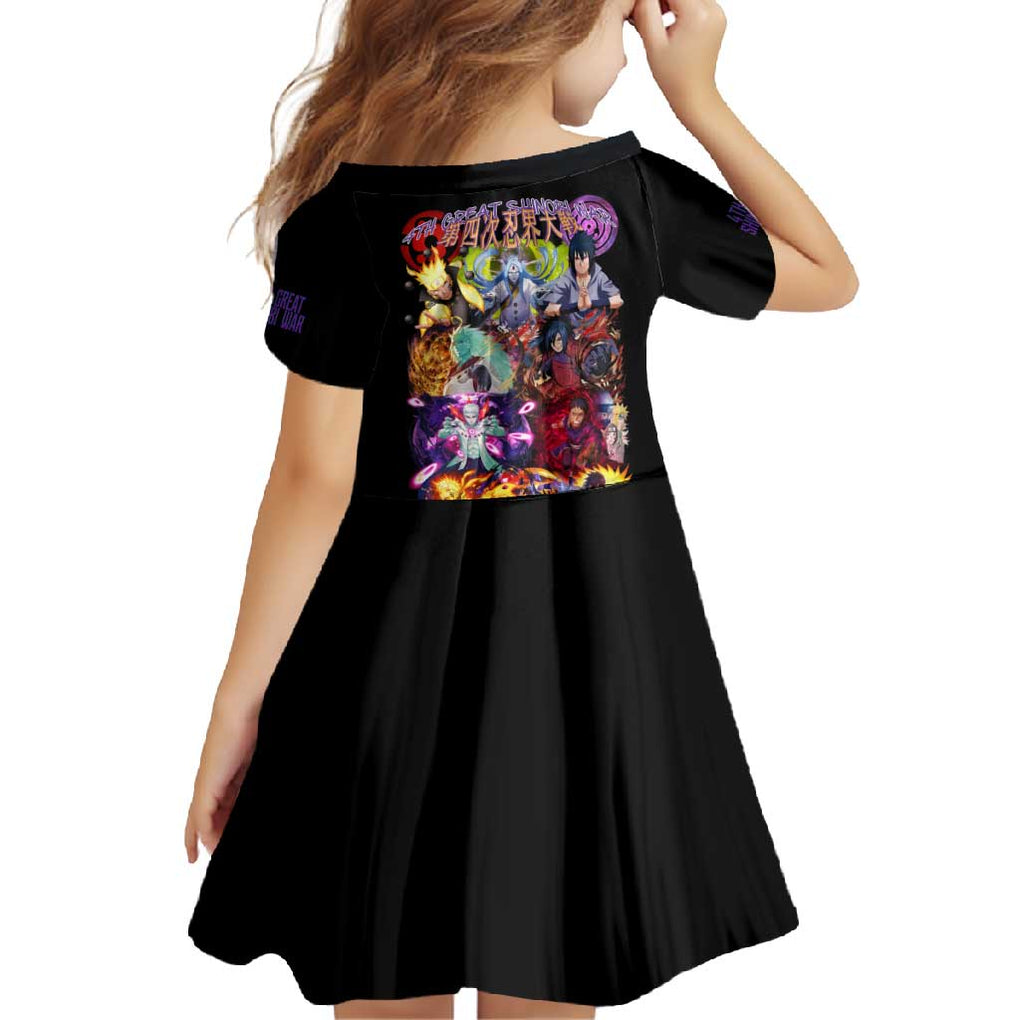 4th Great Shinobi War Naruto Shippuden Family Matching Long Sleeve Bodycon Dress and Hawaiian Shirt Japan Anime Style