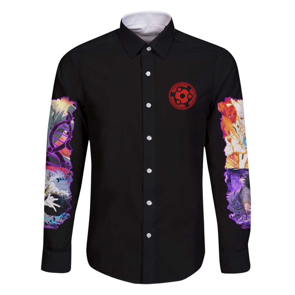 4th Great Shinobi War Naruto Shippuden Family Matching Long Sleeve Bodycon Dress and Hawaiian Shirt Japan Anime Style