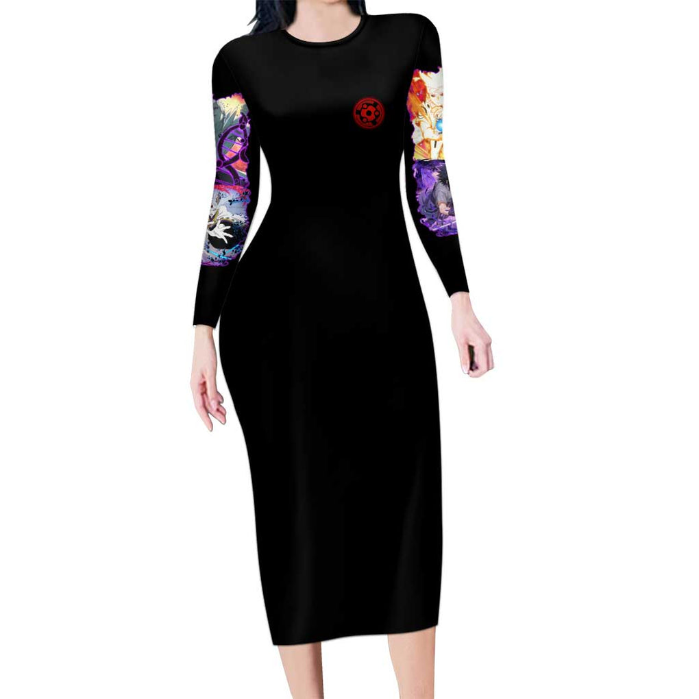 4th Great Shinobi War Naruto Shippuden Family Matching Long Sleeve Bodycon Dress and Hawaiian Shirt Japan Anime Style