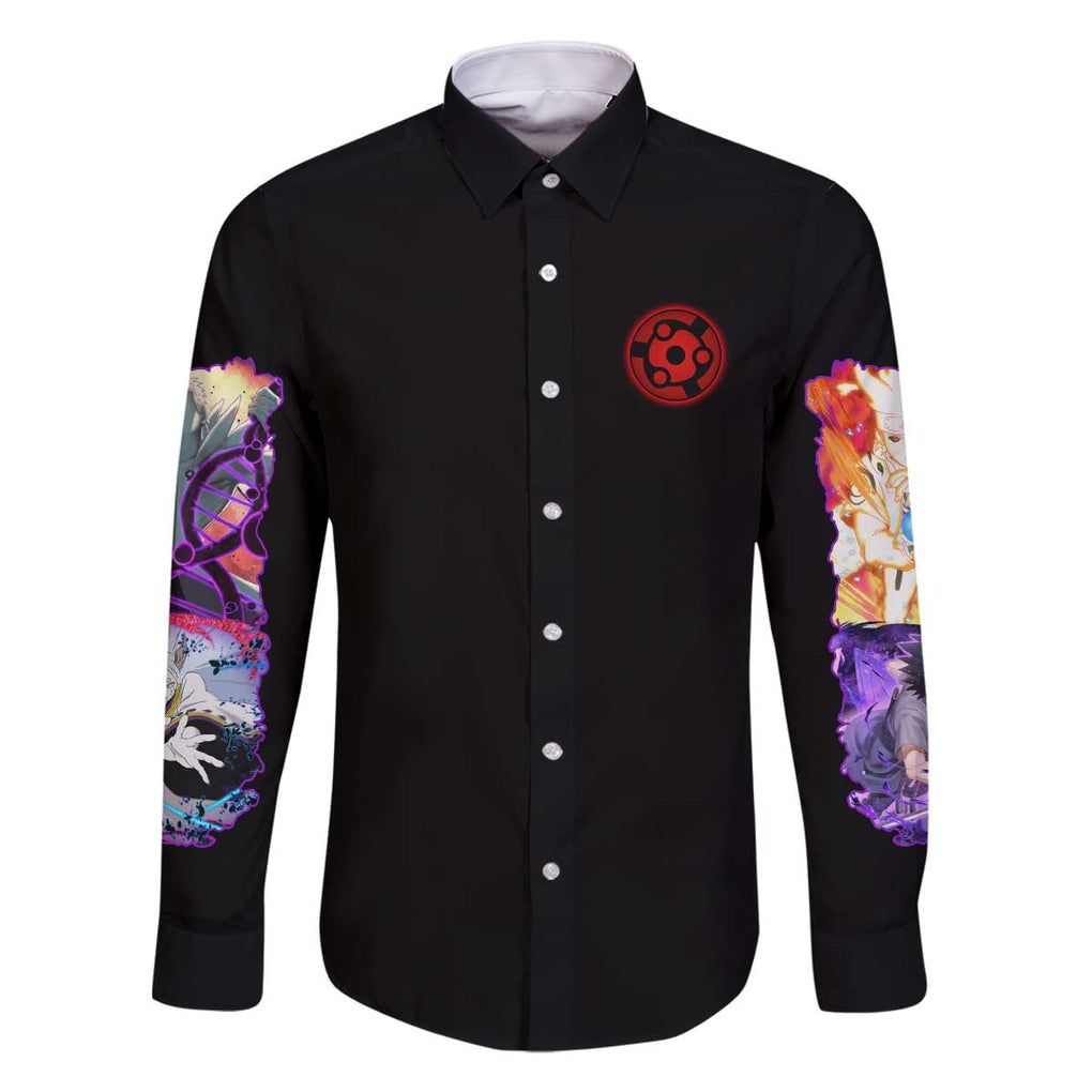 4th Great Shinobi War Naruto Shippuden Family Matching Off The Shoulder Long Sleeve Dress and Hawaiian Shirt Japan Anime Style