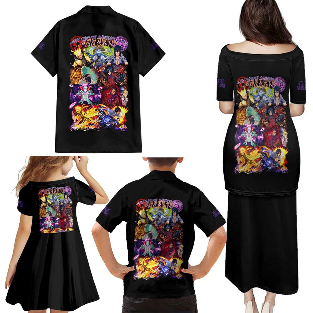4th Great Shinobi War Naruto Shippuden Family Matching Puletasi and Hawaiian Shirt Japan Anime Style