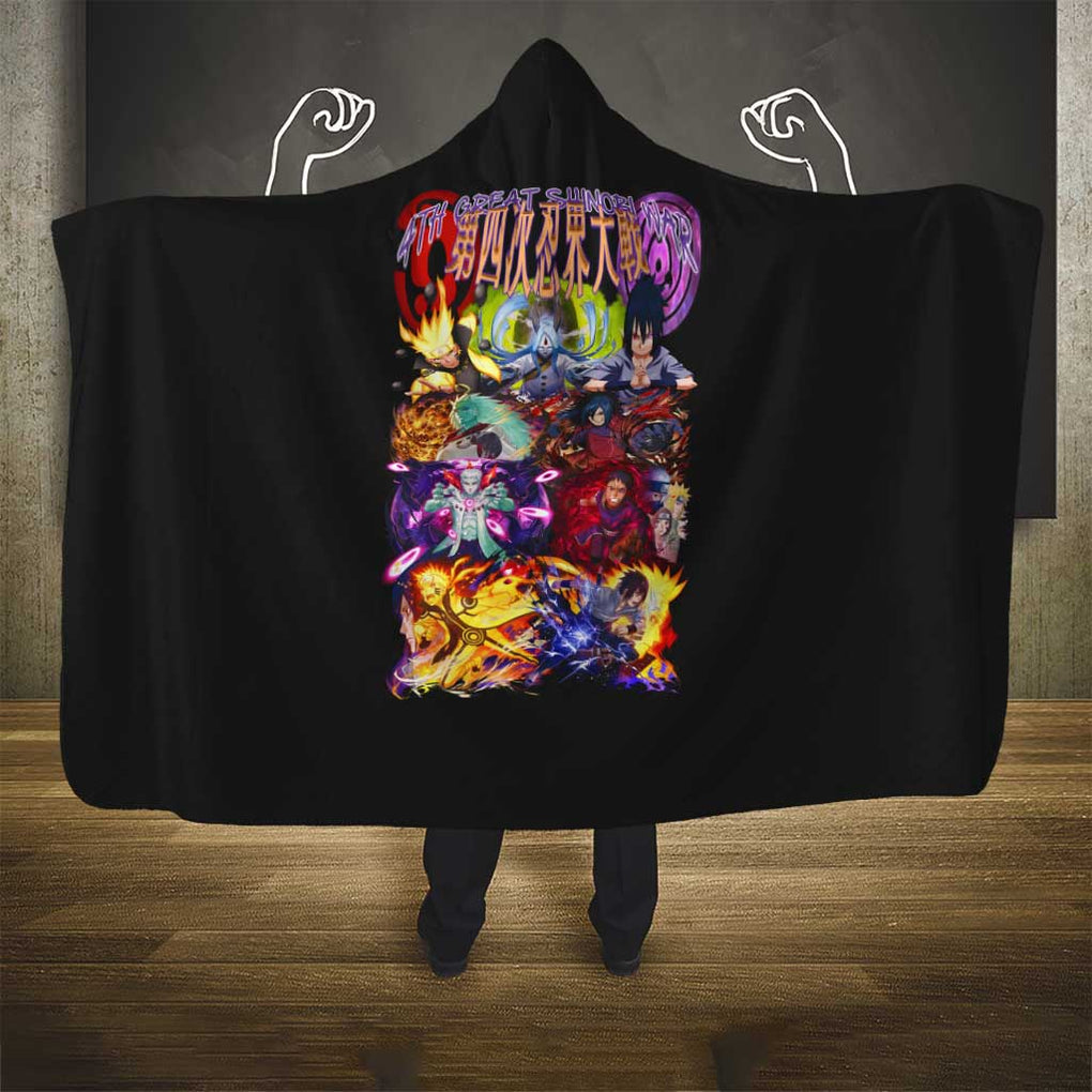 4th Great Shinobi War Naruto Shippuden Hooded Blanket Japan Anime Style