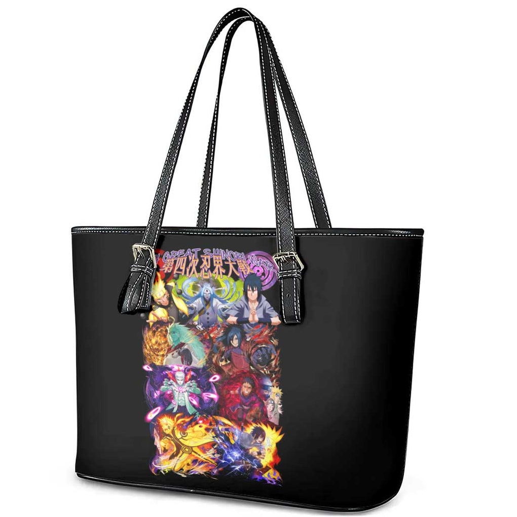 4th Great Shinobi War Naruto Shippuden Leather Tote Bag Japan Anime Style