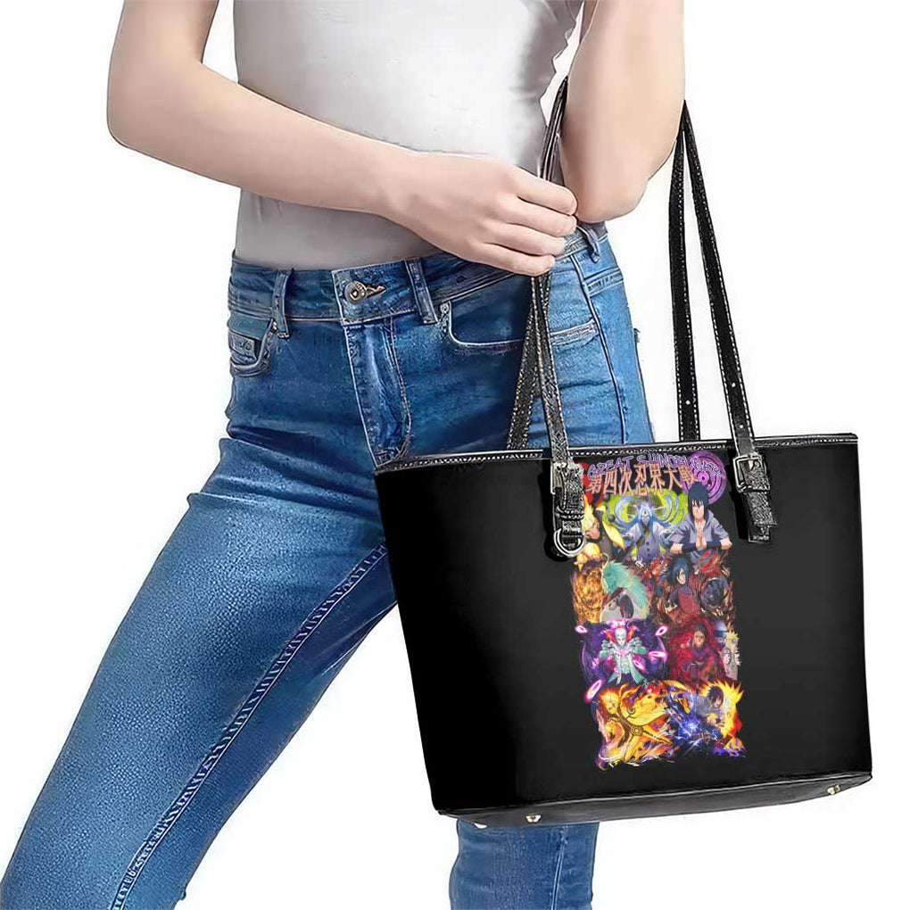 4th Great Shinobi War Naruto Shippuden Leather Tote Bag Japan Anime Style