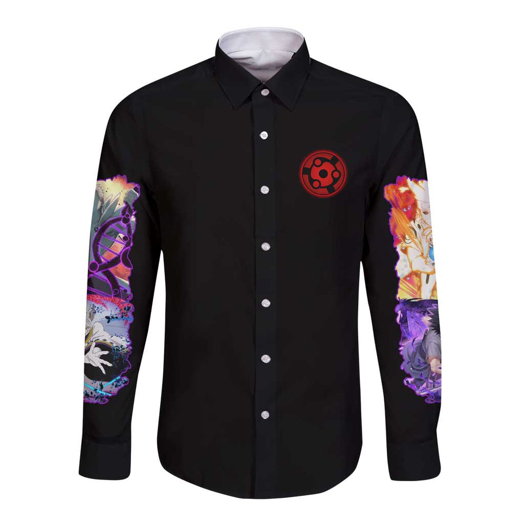 4th Great Shinobi War Naruto Shippuden Long Sleeve Button Shirt Japan Anime Style