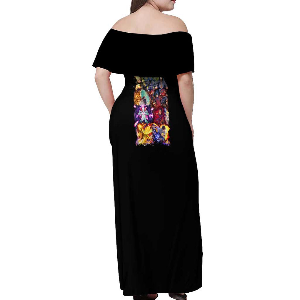 4th Great Shinobi War Naruto Shippuden Off Shoulder Maxi Dress Japan Anime Style