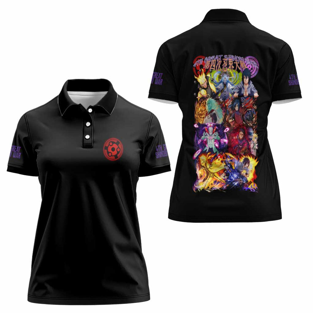 4th Great Shinobi War Naruto Shippuden Women Polo Shirt Japan Anime Style