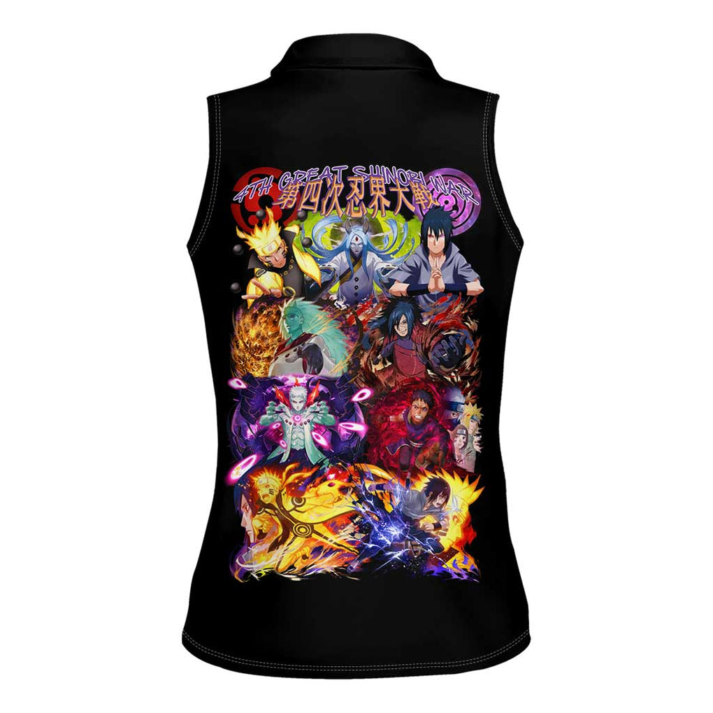 4th Great Shinobi War Naruto Shippuden Women Sleeveless Polo Shirt Japan Anime Style