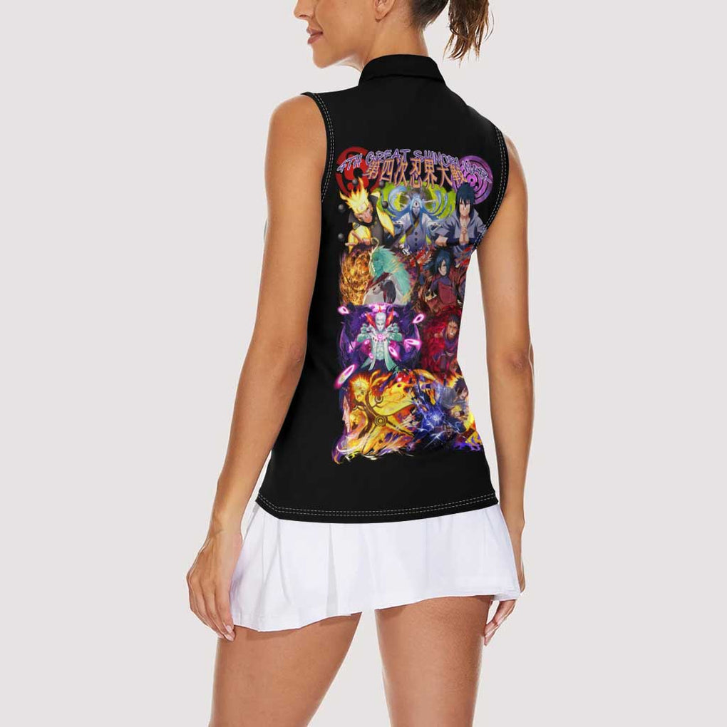 4th Great Shinobi War Naruto Shippuden Women Sleeveless Polo Shirt Japan Anime Style