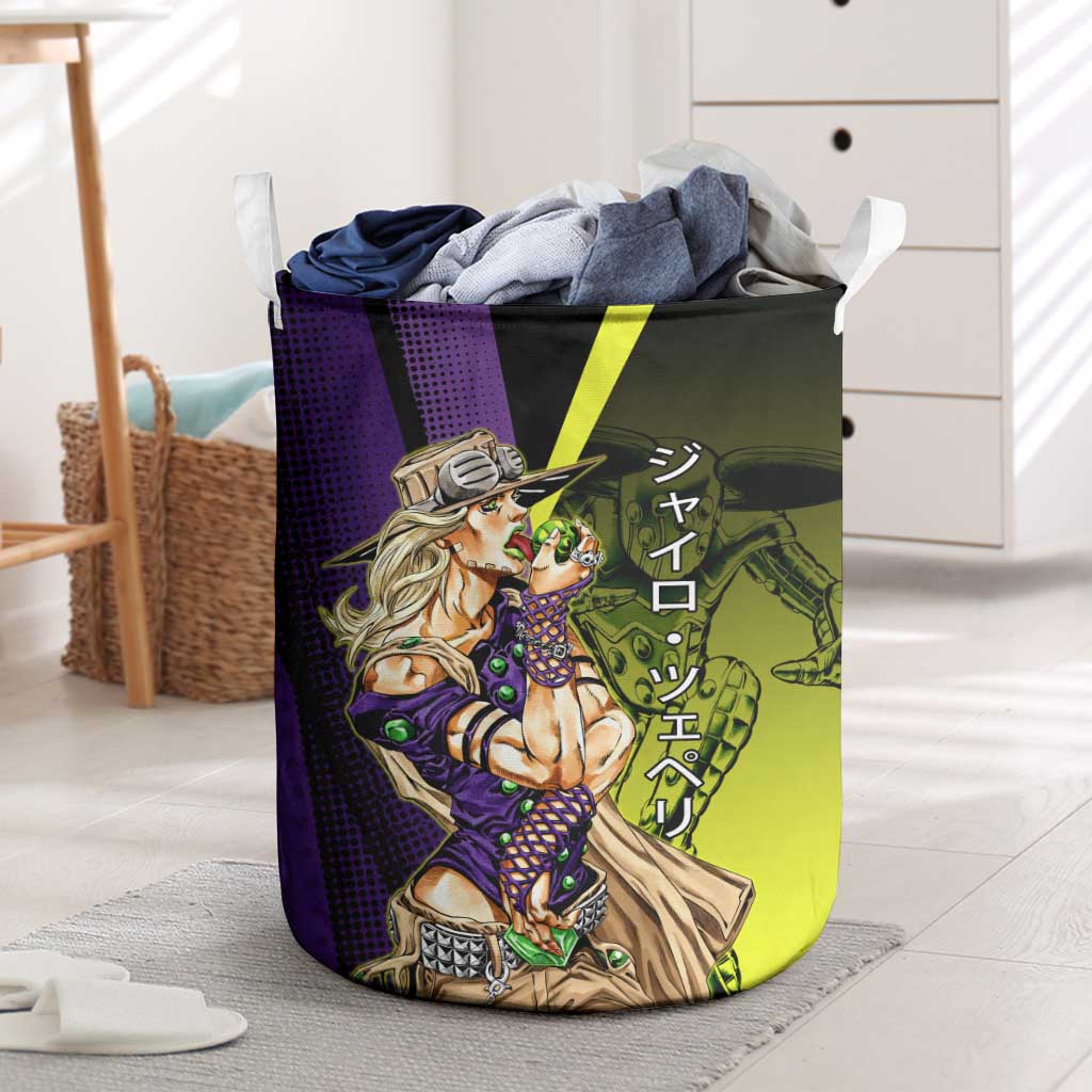 Gyro Zeppeli JoJo’s Bizarre Adventure Laundry Basket with Spin Pose and Vibrant - The Mazicc