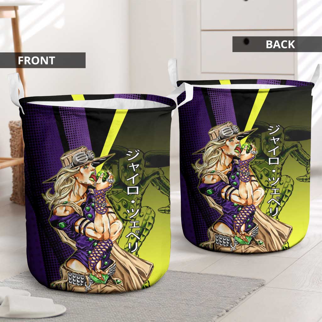 Gyro Zeppeli JoJo’s Bizarre Adventure Laundry Basket with Spin Pose and Vibrant - The Mazicc