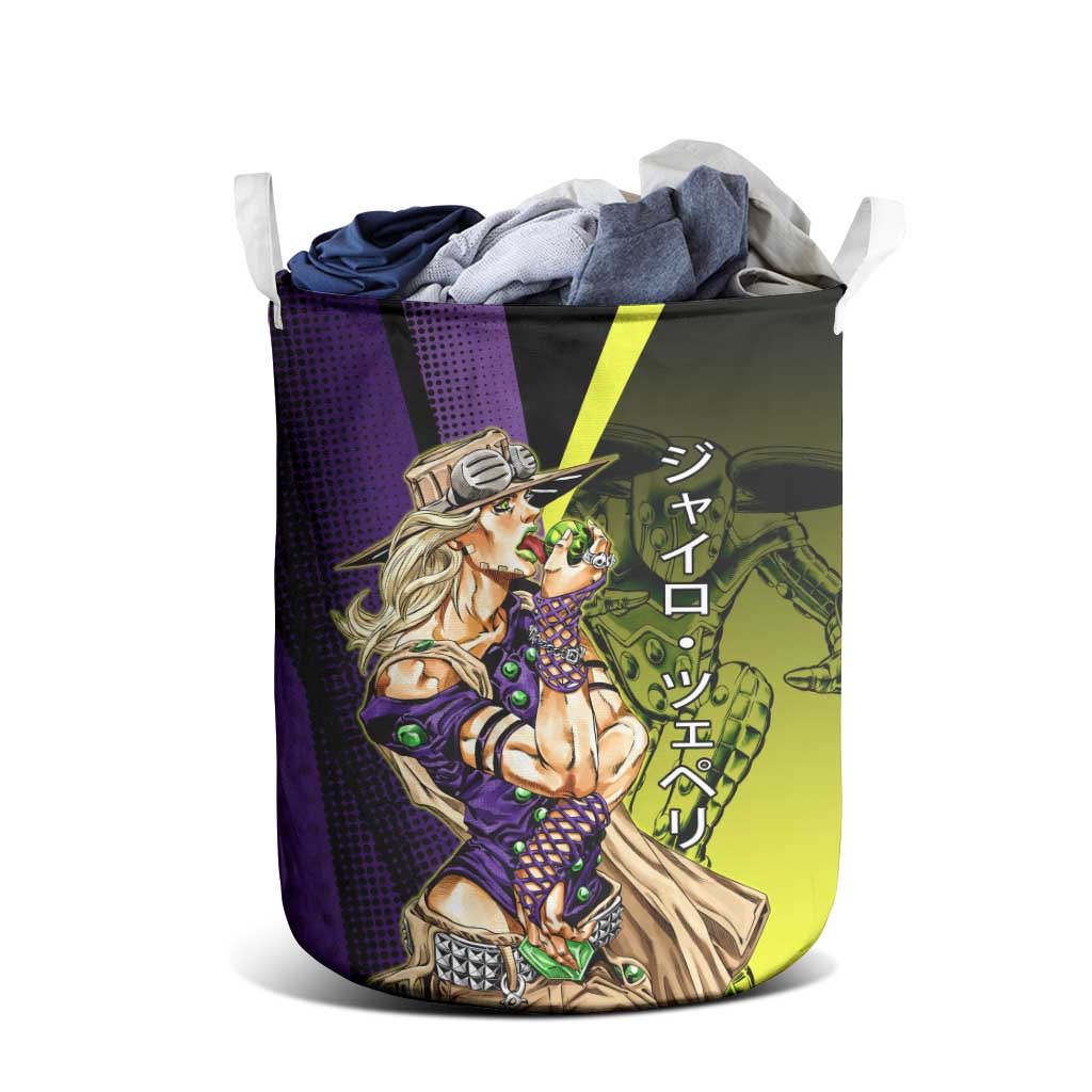 Gyro Zeppeli JoJo’s Bizarre Adventure Laundry Basket with Spin Pose and Vibrant - The Mazicc