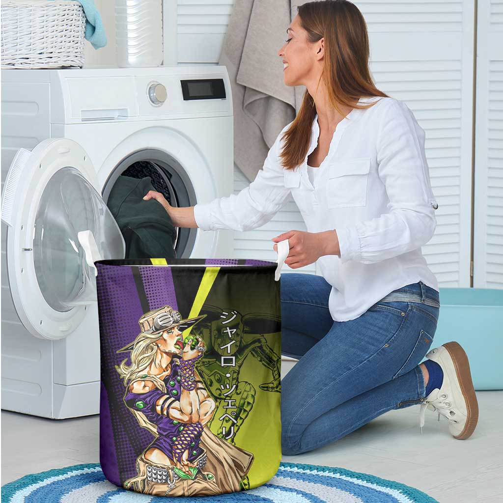 Gyro Zeppeli JoJo’s Bizarre Adventure Laundry Basket with Spin Pose and Vibrant - The Mazicc