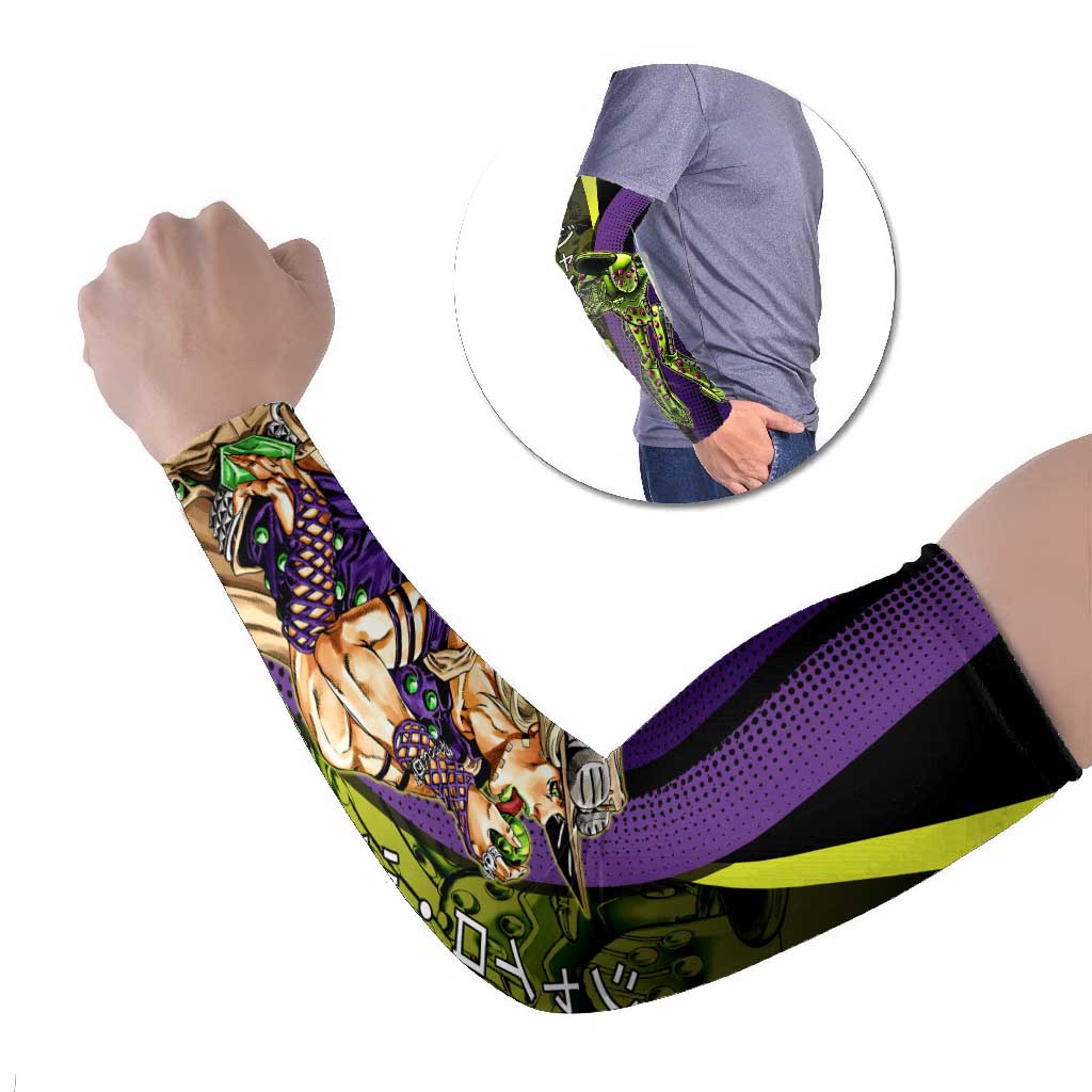 Gyro Zeppeli JoJo’s Bizarre Adventure Arm Sleeves with Spin Pose and Vibrant - The Mazicc