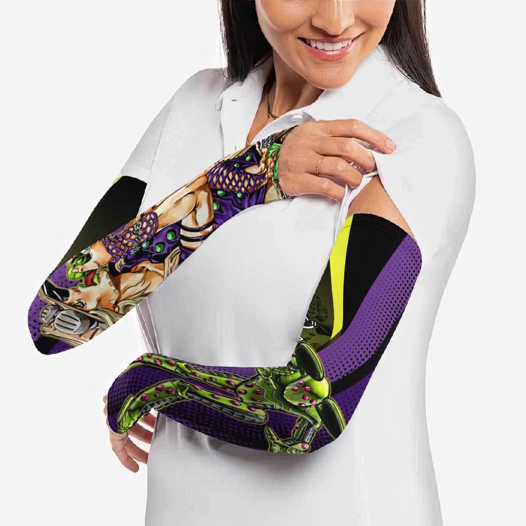 Gyro Zeppeli JoJo’s Bizarre Adventure Arm Sleeves with Spin Pose and Vibrant - The Mazicc